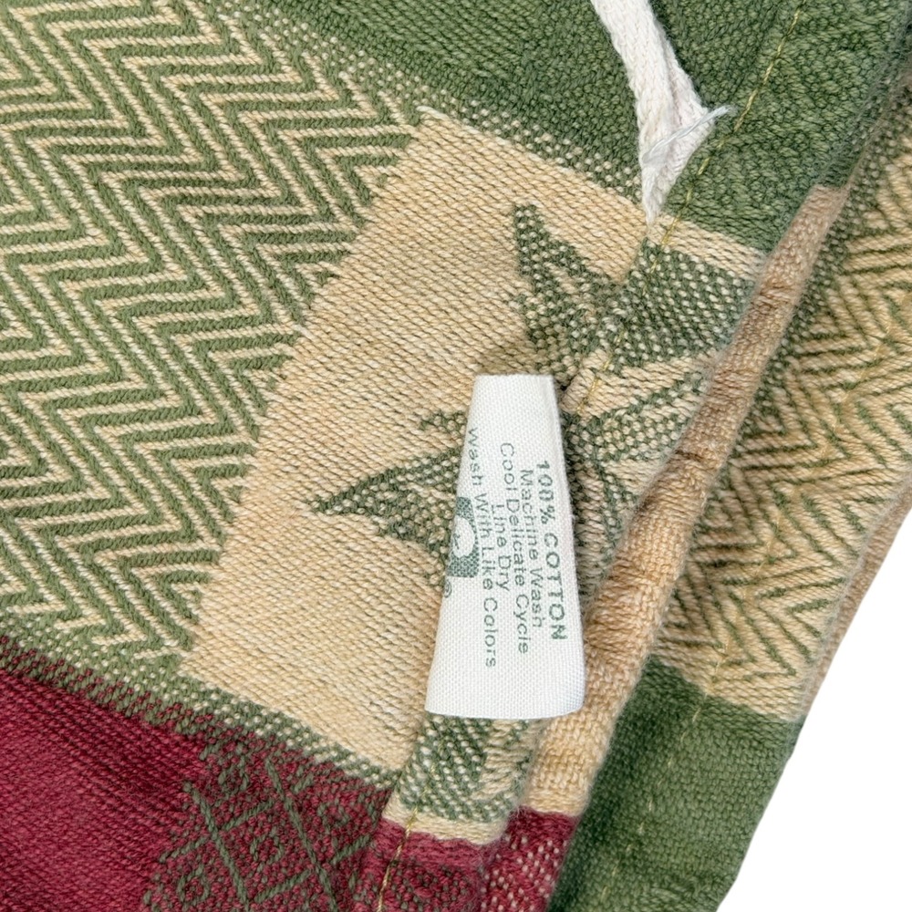 3pc Park Designs Green Red Table Linens Leaf Patchwork Cotton Farmhouse Napkins